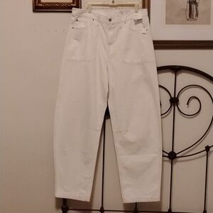 GAP Barrel High Rise Carpenter Jeans New Off White Size 33 Tall (Size 16T) NWT